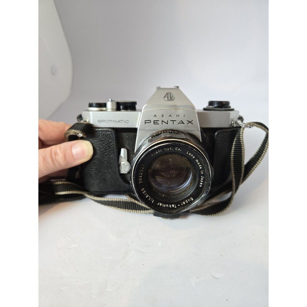 VTG Asahi Pentax Spotmatic SP II Film Camera+ Lens + Strap Partial Leather Case